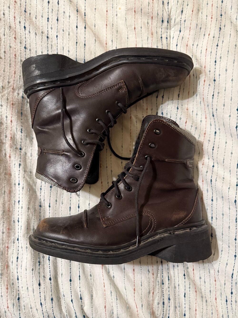 Dr Martens 90s Y2K DMs 9279 Brown Ankle Chunky Heeled Combat Boots US 6 England